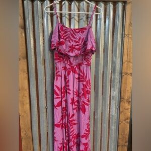 Pink Floral w/ruffle Long Dress